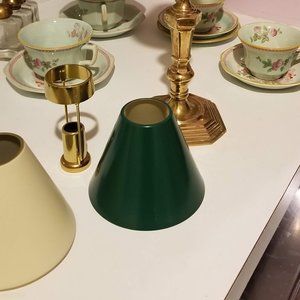 Candlestick Accessories -Green or Cream Metal Shade with Fowler